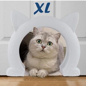 Large Cat Door Interior Door, XL, for Cats, Kittens and Small Dogs (White)